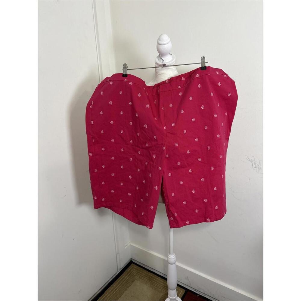 Isaac Mizrahi‎ Bermuda Embroidered Rosettes Pink Punch Cotton Spandex New 32W